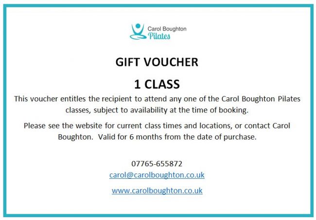 Pilates gift voucher 1 class